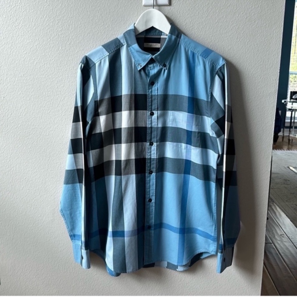 Burberry Brit Blue Exploded Check Long Sleeve Shirt - M